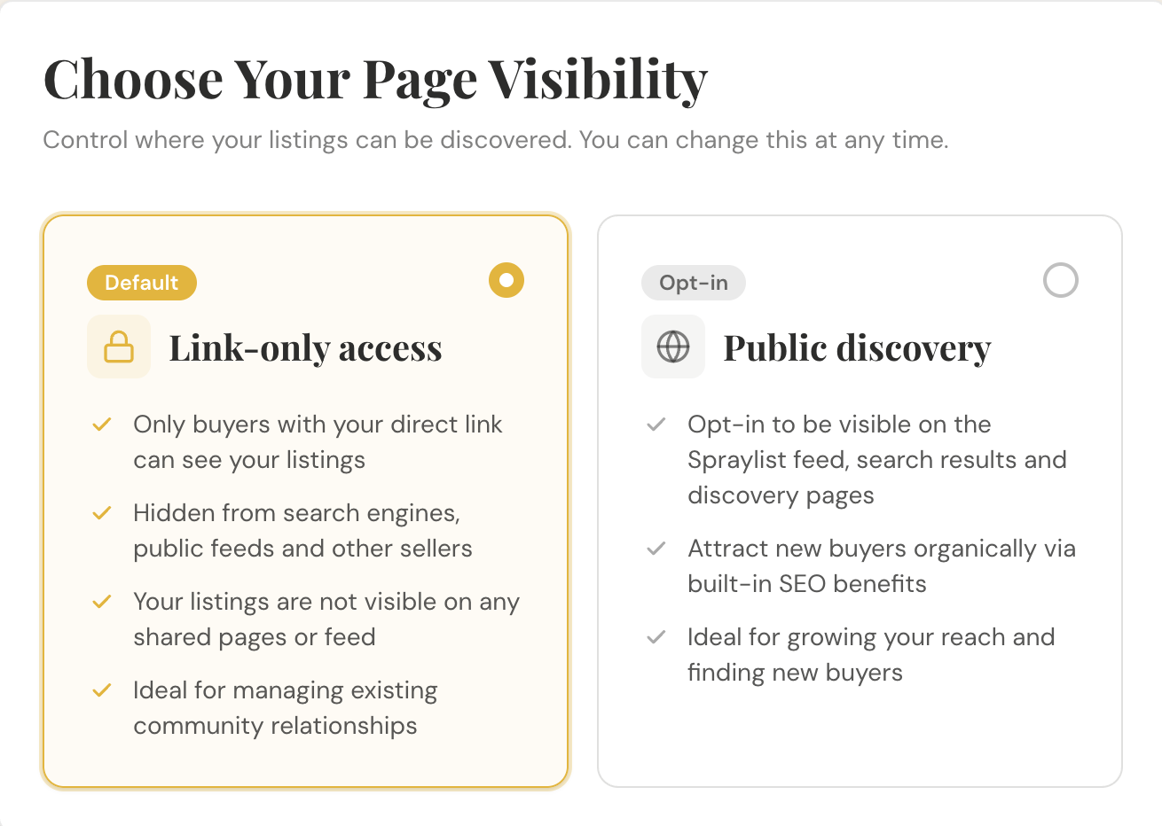 Choose your page visibility settings